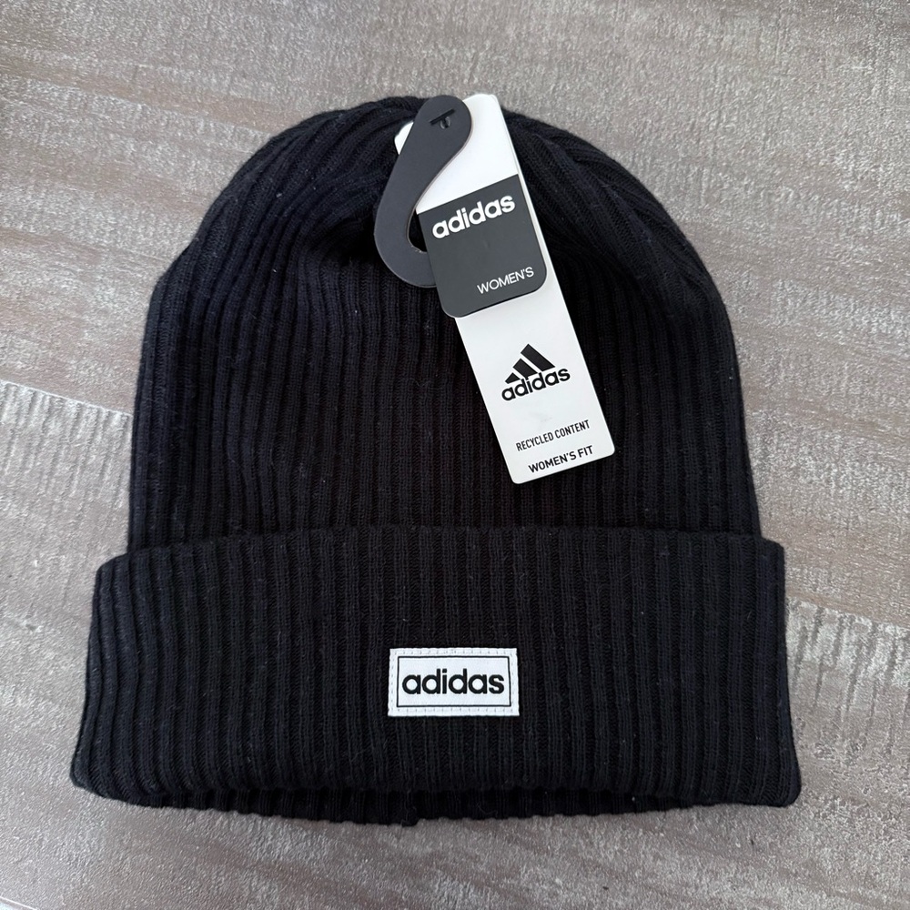 Adidas Black Ribbed Beanie